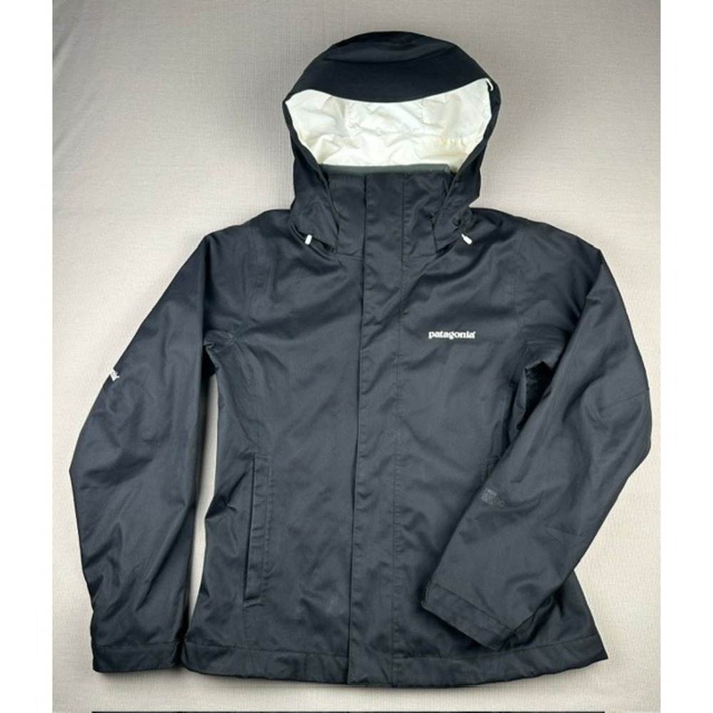 Patagonia H2No Recco Hooded Ski Jacket Womens Small Black Shell Powder Skirt